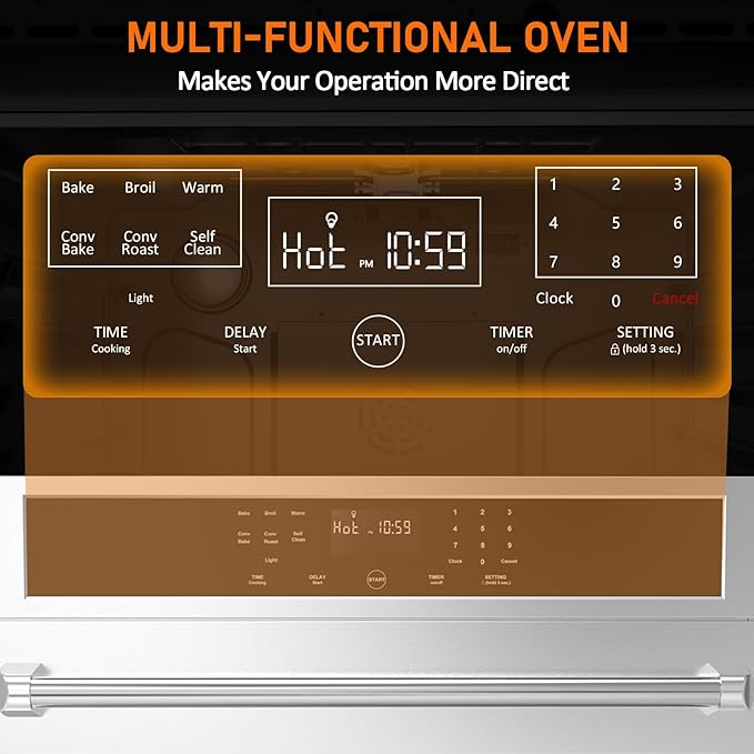 30 Inch Electric Wall Oven 4.8 Cu.ft Built-in Single Convection Oven with Self-Cleaning Broil Bake Safety Lock LED Touch Control for Kitchen Cabinet