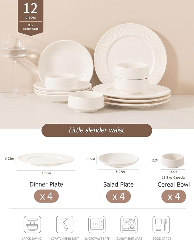Dinnerware sets plates and bowls sets modern platesCeramic Dinnerware Sets12 Pieces Porcelain Lightweight PlatesScratch Resistant Dish Set (style - 11 4 - Set (12pcs))