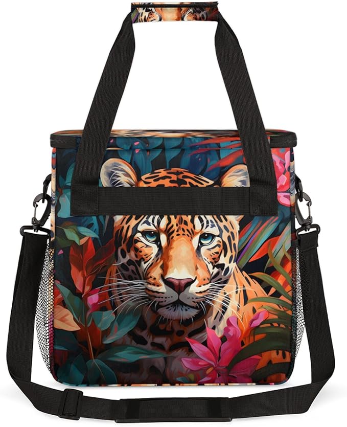 Tiger Coffee Maker Carrying Bag Flowering Shrubs Travel Storage Bag Compatible with K-Mini or K-Mini Plus Single Serve Coffee Brewer Carrying Case with Multiple Pockets &amp Shoulder Strap