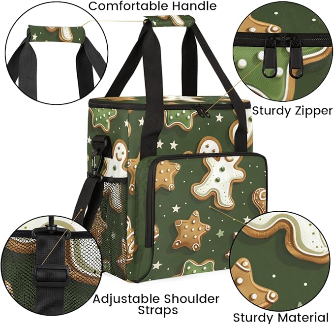 Graffiti Gingerbread Man Coffee Maker Carrying Bag Travel Storage Bag Compatible with K-Mini or K-Mini Plus Single Serve Coffee Brewer Carrying Case with Multiple Pockets &amp Shoulder Strap