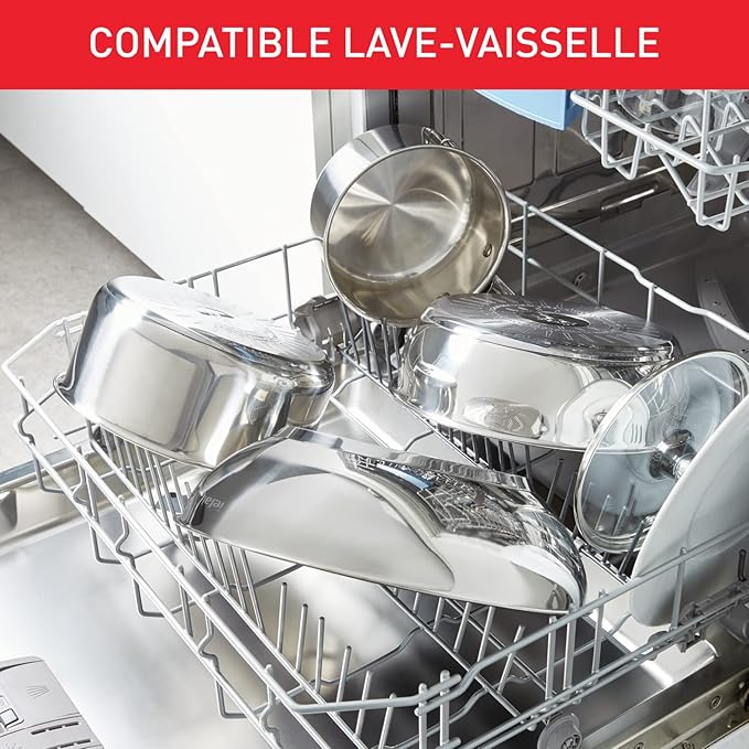 Tefal C973S344 Comfort Max Stainless Steel Saucepan Set 3 Pieces - Silver