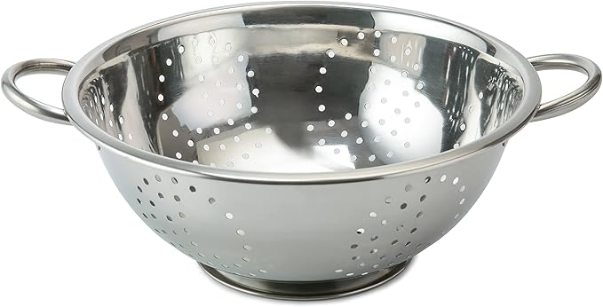 Vinod Food Mesh Colander | 11 Inches in Diameter | Dishwasher Friendly Strainer | Perforated Base | Suitable For Straining Fruits Vegetables Noodles Pasta Spaghetti | Stainless Steel Body Large