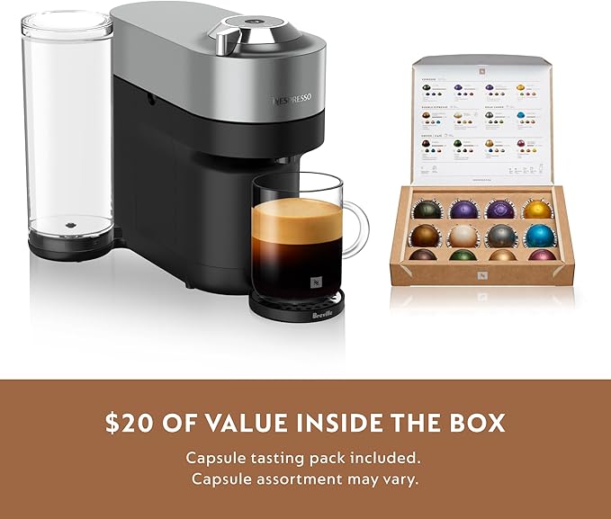 Nespresso Vertuo Pop+ Deluxe Coffee and Espresso Maker by Breville - Titan(Renewed)