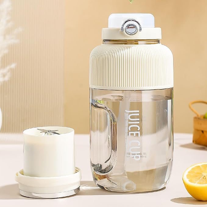 Portable Rechargeable Cordless Juicer Blender 1.2L for Travel Camping Gym Office with Stainless Steel Blades and Dual Bottle Design