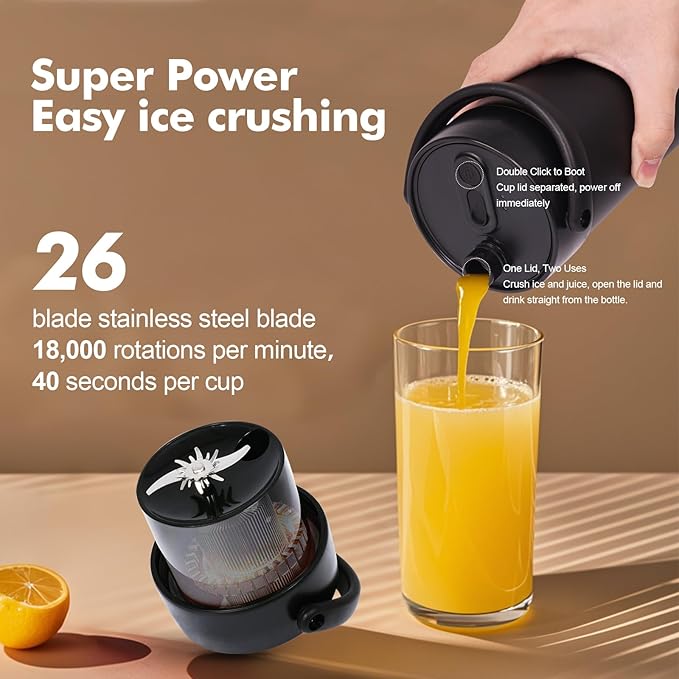 Portable Blender for Smoothies Travel Blender Cordless with Insulated Cup