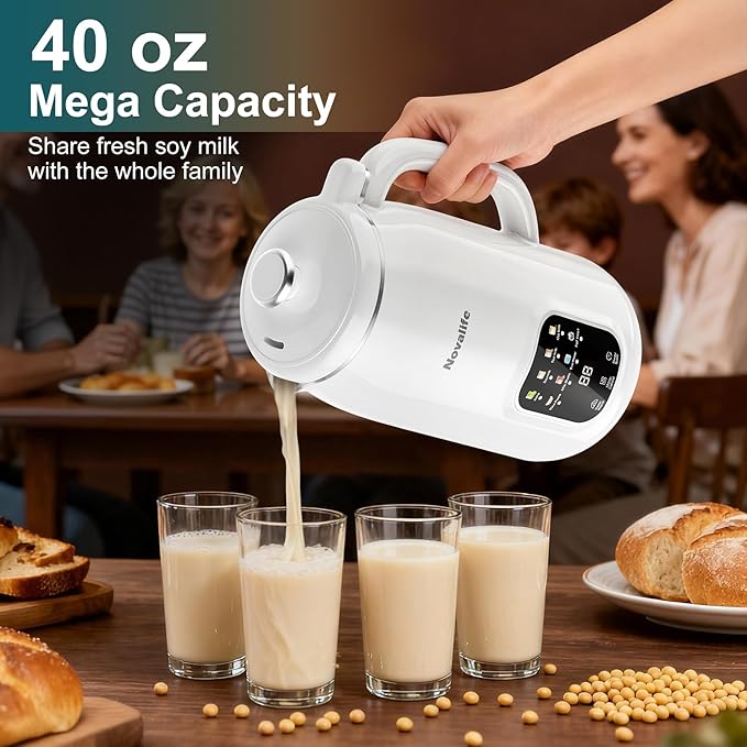 8 in 1 Nut Milk Maker Machine 40oz Automatic Soy Milk Maker Blender Homemade Soy Milk Almond Milk Oat MilkJuice Plant Based and Non Dairy Beverages 12H Delay Start/Keep Warm/Self Cleaning