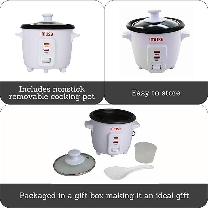 IMUSA 1.5cup Electric Ceramic Rice Cooker White