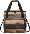 Wood Pattern Coffee Maker Travel Bag for Keurig K-Mini/K-Mini Plus Insulated Waterproof Tote with Pockets for K-Cup Portable Single-Serve Brewer Case