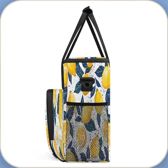 Printed Lemon Coffee Maker Carrying Bag Compatible with K-Mini or K-Mini Plus Portable Single Cup Coffee Maker Case with Pockets for K Cup Pods