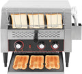 2400W Commercial Conveyor Toaster Stainless Steel Toaster with Upper and Lower Heating Tubes and Crumb Tray 450 Slices/H Heavy Duty Countertop Electric Toaster for Bun Bagel Bread Silver 110V