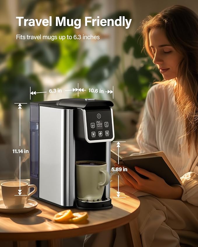 SHARDOR Single Serve Coffee Maker Hot and Iced Coffee Machine for K Cup Pods &amp Ground Coffee 6 to 14 Oz Brew Sizes with 50 oz Large Water Tank Removable Drip Tray Stainless Steel