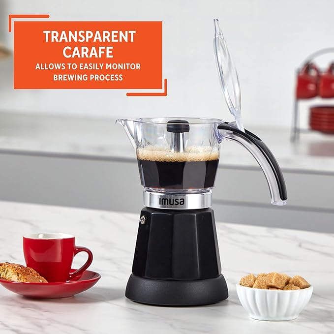 IMUSA 6 or 3 Cup Electric Espresso Maker Black Coffee Machine for Cuban Coffee Moka and Espresso Drinks