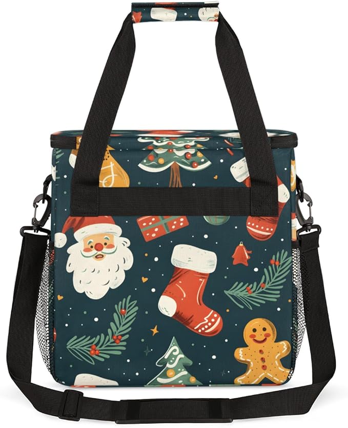 Abstract Santa Claus Coffee Maker Carrying Bag Colorful Santa Claus Travel Storage Bag Compatible with K-Mini or K-Mini Plus Single Serve Coffee Brewer Carrying Case with Pockets &amp Shoulder Stra