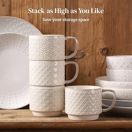 DOWAN 12oz Coffee Mugs Set of 4 and Pour Over Coffee Maker