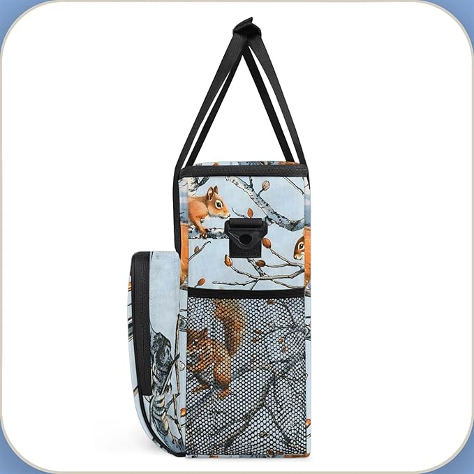 Cute Animal Squirrel Coffee Maker Carring Bag Large Insulated Storage Organizer Case Tote Bags with Shoulder Strap for Travel Work Picnic