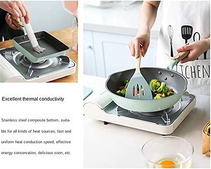 Pot SetNon-Stick Cookware SetKitchen Utensil SetHome Kitchen Wok Frying Pan Combination3-Piece