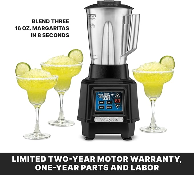 Waring Commercial TBB160S4 TORQ 2 Horsepower Blender Electronic Keypad with 60-Second Countdown Timer and a 48 oz. Stainless Steel Container 120V 5-15 Phase Plug