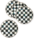 MACKENZIE-CHILDS Enamel Salad and Dessert Plate Small Plate for a Dessert or Appetizer Dish 8 Inches Set of 4 Black-and-White Courtly Check