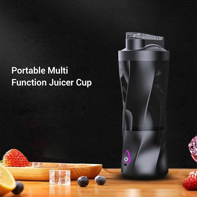 HURRISE Portable Blender Electric Juicer Cup with 6 Cutters 24 oz Capacity with Wide Mouth Lid and Pour Spout for Smoothies Shakes and Frozen Fruits