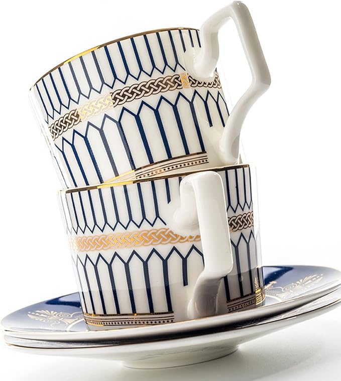 European Style Dinnerware Set Service for 1/4/6/8 Bone China Dinnerware Sets Unbreakable Porcelain Dinner Sets Coffee Cup and Saucer Tableware Set Steak Dinner P
