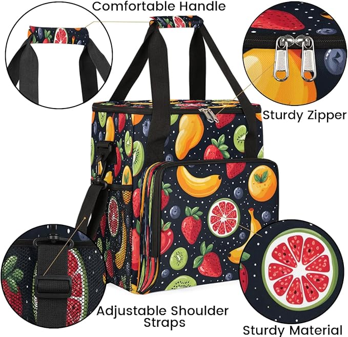 Strawberry Banana Blueberry Coffee Maker Carrying Bag Compatible with K-Mini or K-Mini Plus Portable Single Cup Coffee Maker Case with Pockets for K Cup Pods