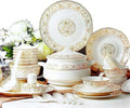 Porcelain Dinnerware Sets Plates and Bowls Sets Decorative Gold Floral Dinnerware Porcelain Plates and Bowls Sets Unique Dish Set for Ever
