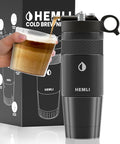 Nitro Cold Brew Coffee Maker 12 oz Ceramic-Lined Tritan Cup Pressure Gauge Stores 3 Nitrogen Gas Bulbs Custom Designed for Cold Brew and Nitro Drinks