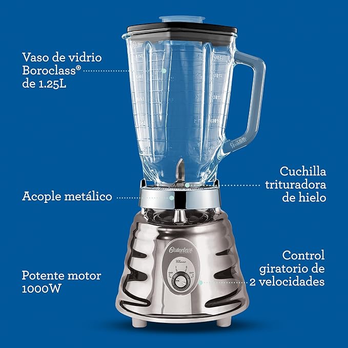Oster Retro Chrome 500 Watt Beehive blender 2 speed with 5 cup glass jar