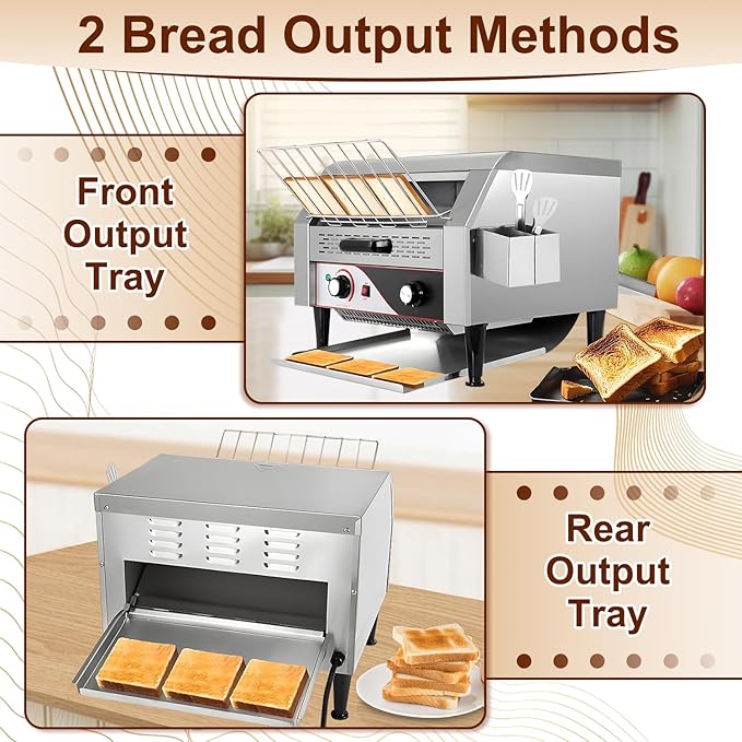 450 Slices/Hour commercial toaster conveyorHeavy Duty Commercial Stainless Steel Restaurant Conveyor Toaster for Bun Bagel Bread110V 2600W
