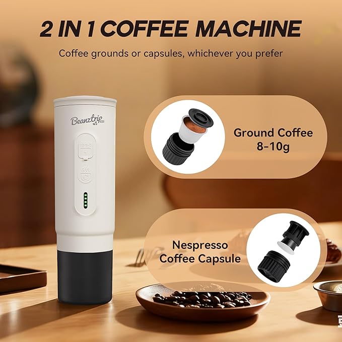 H02 PRO Portable Electric Espresso Maker Women's Day Gift Coffee Machine Compatible with NS Capsule Original Pods &amp Ground Coffee Mini Travel Espresso maker for Camping Hiking RV