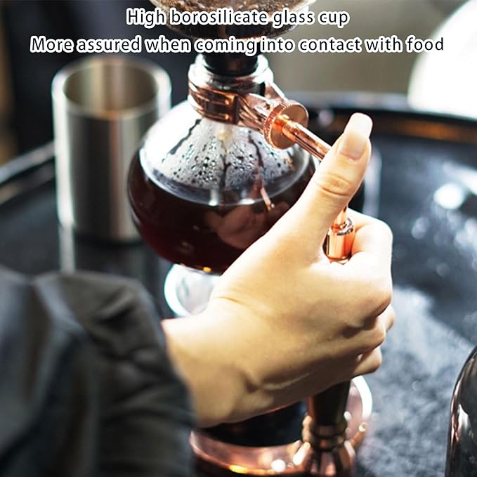 Advanced Siphon Coffee Maker Feature Glass Construction Wood Handle Vacuum Brewing Technology for Sturdy Use At Homes Serving 3 Persons Multipurpose Glass Maker Cold Brews