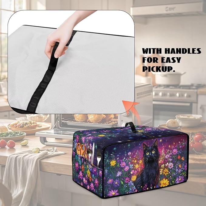 Doojoayie Black Cat Toaster Cover 8 Slice Bread Machine Cover Small Kitchen Appliance Protector Modern Modern Kitchen Decor Gift for People Who Loves to Cook