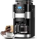 10-Cup Drip Coffee Maker with Built-in Grinder Programmable Grind &amp Brew Combo Coffee Machines with LED Touchscreen 24H Timer 2-Hour Warm Plate Black