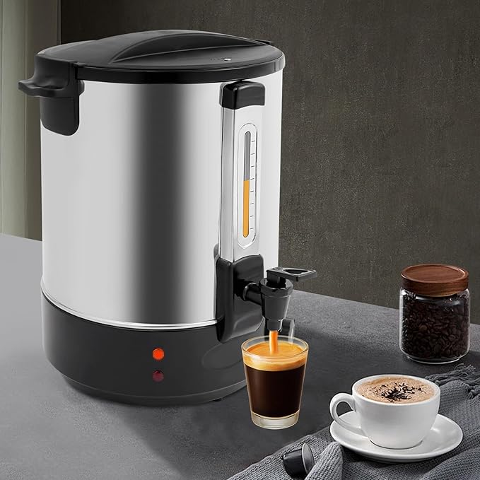 Electric Hot Water Dispenser 240 Cups Commercial Coffee Percolator &amp Beverage Dispenser w/Temperature Control Stainless Steel Coffee Urn for Coffee &amp Tea