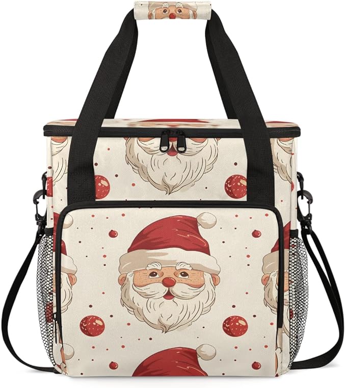 Retro Santa Claus Coffee Maker Carrying Bag Portable Travel Storage Tote Bag Compatible with K-Mini or K-Mini Plus Single Serve Coffee Brewer Carrying Case with Multiple Pockets &amp Shoulder Strap