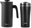 Tiken Black French Press Coffee Maker AND Black Insulated Tumbler Stainless Steel Coffee Maker