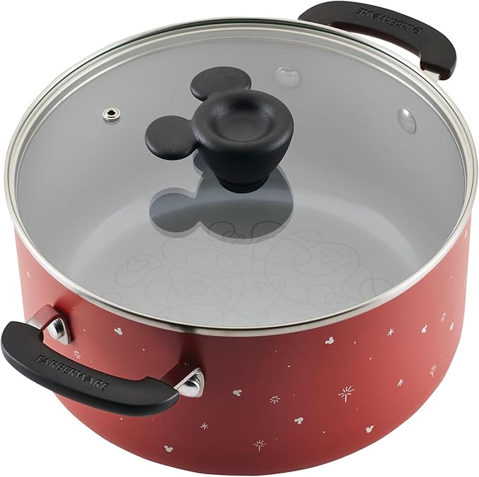 Farberware Disney Bon Voyage Ceramic Nonstick Pots and Pans Set with Baking Sheet/Cookie Pan and Disney Home Kitchen Tools 8 Piece Non Stick Cookware Set - Red