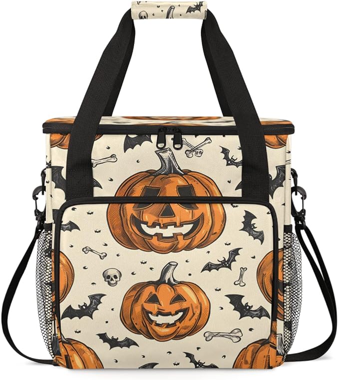 Watercolor Pumpkin Coffee Maker Carrying Bag Gothic Pumpkin Travel Storage Bag Compatible with K-Mini or K-Mini Plus Single Serve Coffee Brewer Carrying Case with Multiple Pockets &amp Shoulder Str