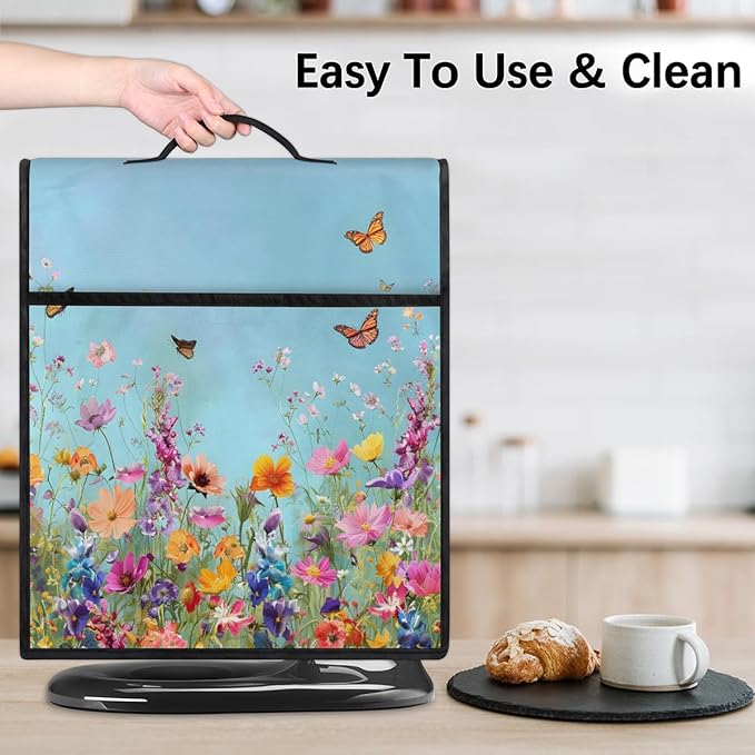 cfpolar Kitchen Aid Mixer Cover Compatible with 6-8 Quarts Flower Animal Butterfly Stand Mixer Cover Kitchen Aid Mixers Accessories Appliance Organizer Bag Dust Covers with Zipper Pocket