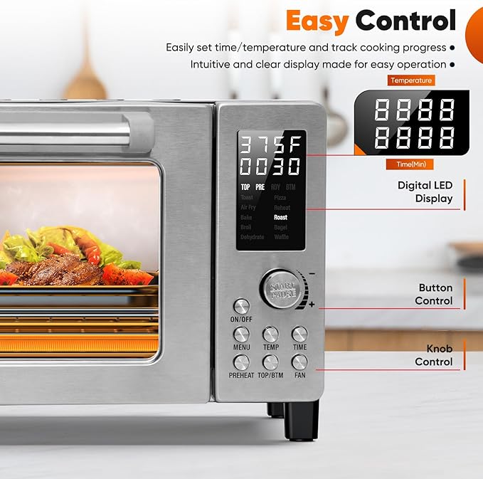 Nuwave Bravo Pro Convection Air Fryer Toaster Oven Combo 2025 New and Improved 10-in-1 50°-450°F Temp Controls Quick &amp Even Crisp Technology 21Qt Capacity Stainless Steel PFAS Free