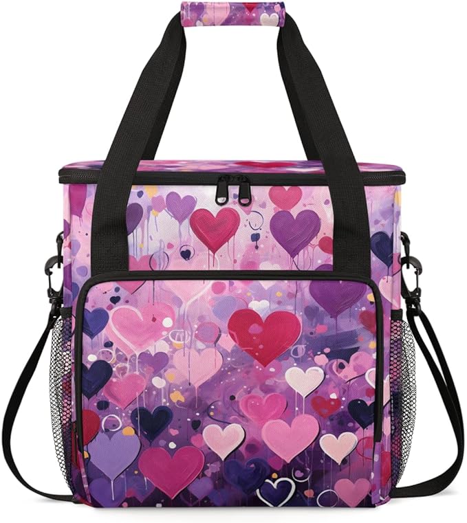 Purple Heart Coffee Maker Carrying Bag Portable Travel Storage Tote Bag Compatible with K-Mini or K-Mini Plus Single Serve Coffee Brewer Carrying Case with Multiple Pockets &amp Shoulder Strap