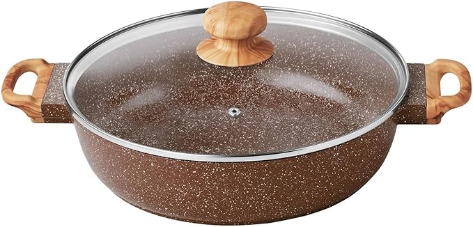 14-Piece Cast Aluminum Cookware Set Nonstick Prairie Signature Brown Speckle Kitchen Cooking Set Frypan Saucepan Dutch Pan Griddle 3 Felt Kitchen Cooking Set (Brown Speckle)