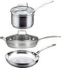 SCANPAN Impact 5-Piece Cookware Set - Includes 3 Total Pieces + 2 Lids - Made of Durable 18/10 Stainless Steel - Dishwasher &amp Oven Safe