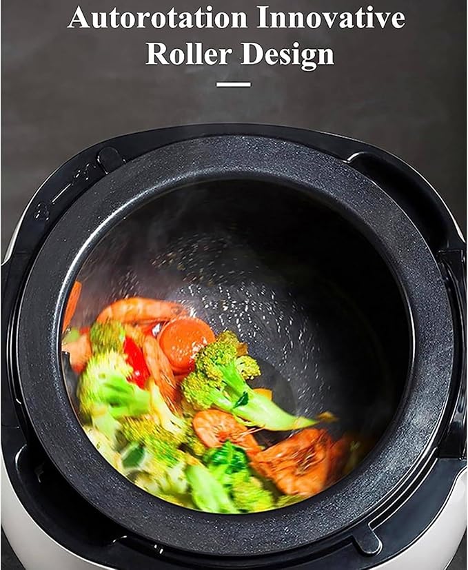 Automatic Cooking Machine 6L Auto Wok Fried Rice Machine - Smart Start Three Speed Adjustable 360 Rotation - Ideal for Stir Frying Stewing