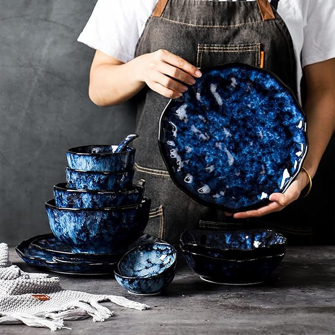Palace Style 33 Piece Kitchen Porcelain Dishes Dinnerware Set Ceramics Plates and Bowls Sets Dinnerware Sets with Dinner Plates Dessert Plates