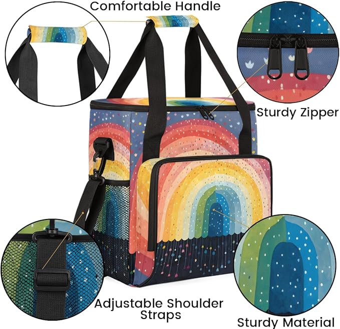 Rainbow Coffee Maker Carrying Bag Star Glitter Portable Travel Storage Tote Bag Compatible with K-Mini or K-Mini Plus Single Serve Coffee Brewer Carrying Case with Multiple Pockets &amp Shoulder St