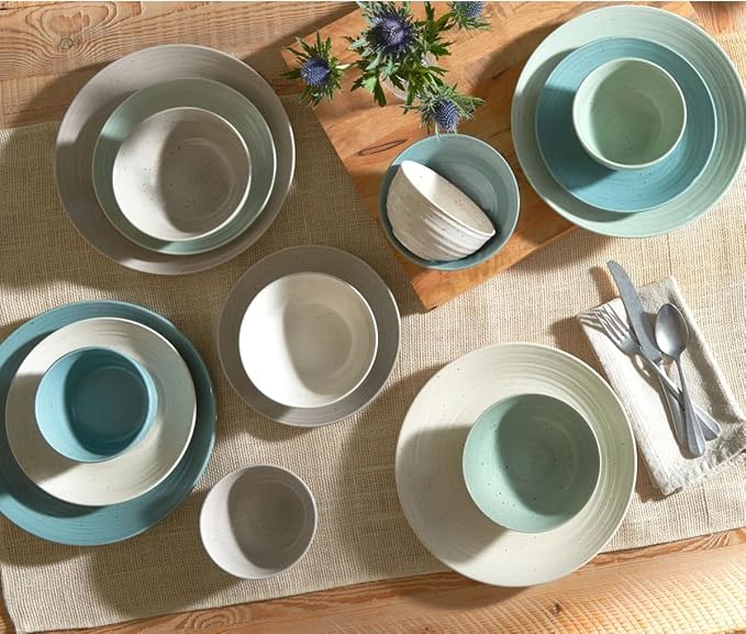 Sango Siterra Artist's Blend 26-Piece Stoneware Dinnerware Set for 4 Ceramic Plates and Bowls Sets with Mugs and Platters Perfect for Everyday Dining