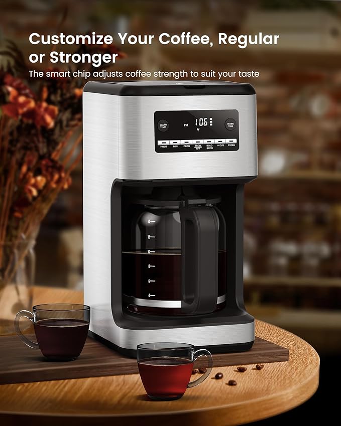 COWSAR 14-Cup Coffee Maker 24-Hour Programmable Coffee Brewer Keep Warm Drip Free Washable Filter Stainless Steel Silver - Commercial Performance