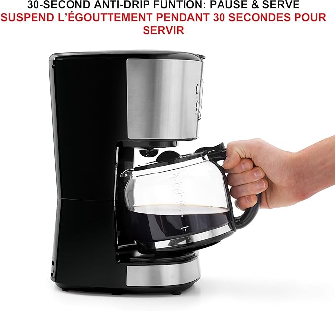 Starfrit Programmable Drip Coffee Maker - 12 Cups - LCF Display - Stainless Steel Design