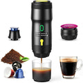 Portable Electric Espresso Machine Car Self-Heating Coffee Maker with USB-DC Travel Coffee Machine for Camping Compatible With NS Capsules &amp Ground Coffee Portable Coffee Maker for Hiking RV